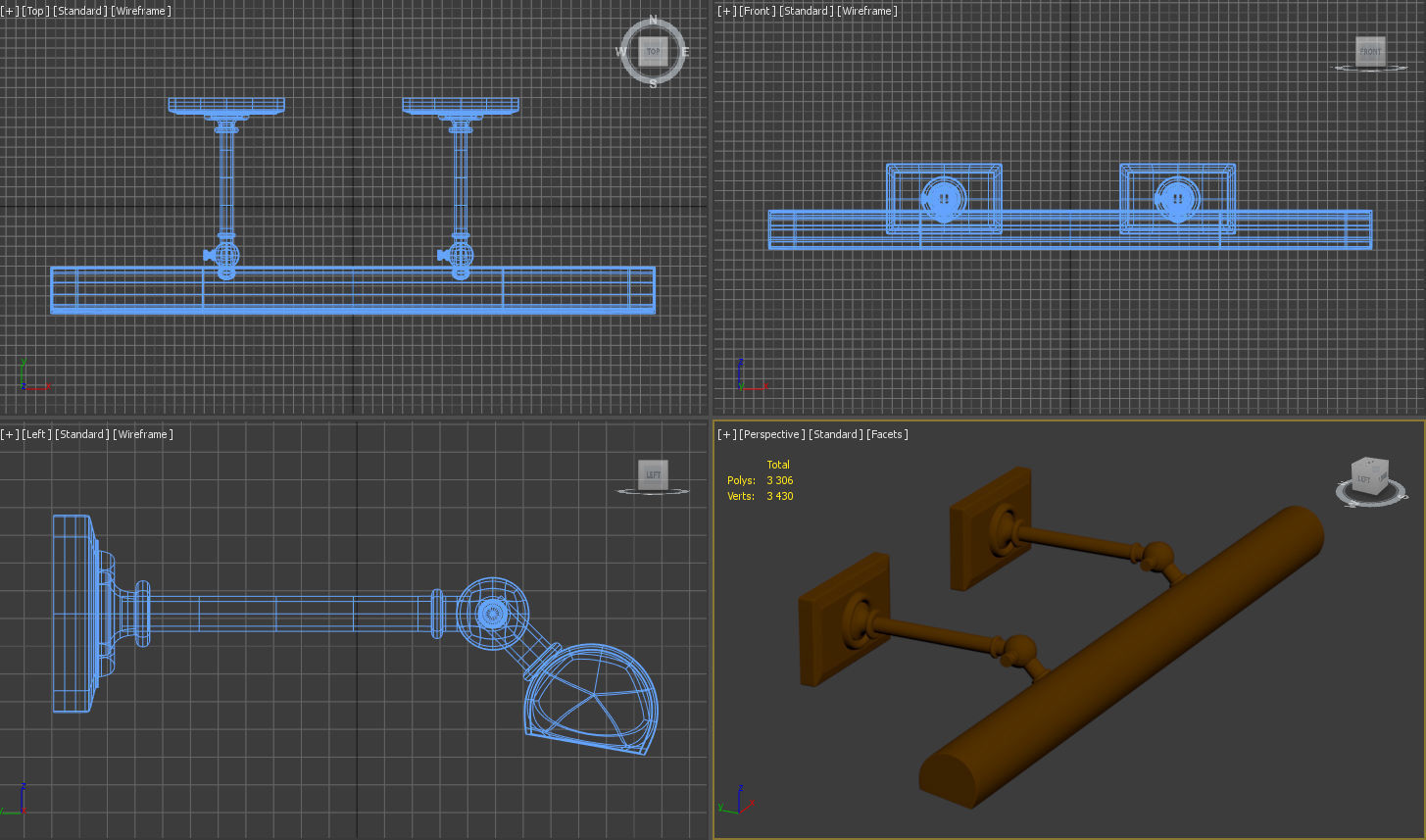 Cabinet Makers Picture Light Low-poly 3D model_4