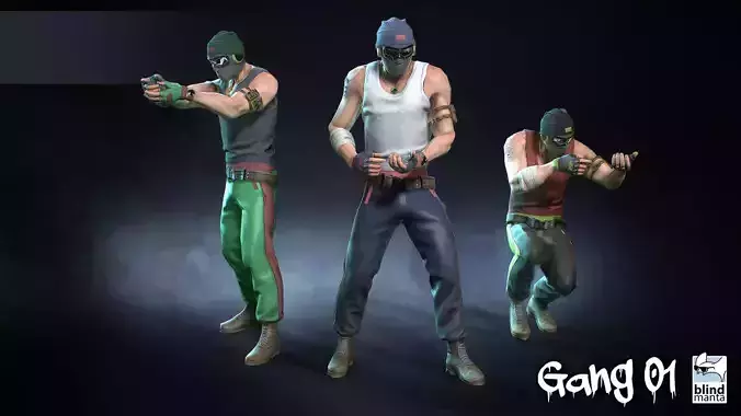 Male Gang 01 Low-poly 3D model