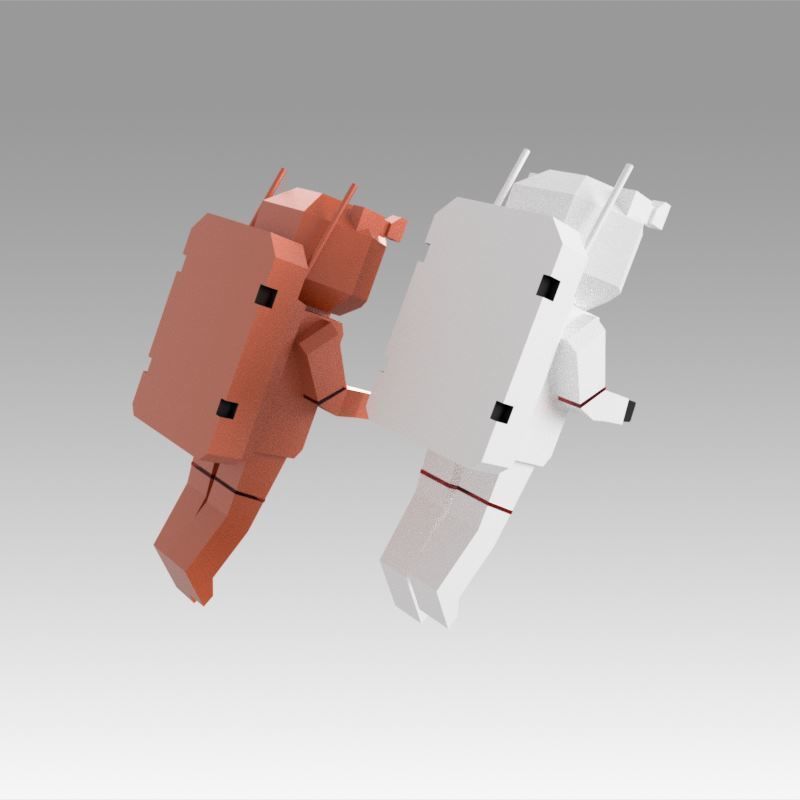 Astronaut set Low-poly 3D model_3