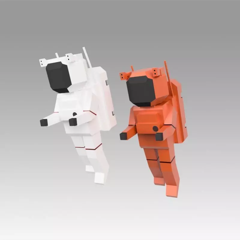 Astronaut set Low-poly 3D model_0