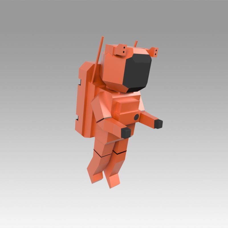 Astronaut set Low-poly 3D model_4