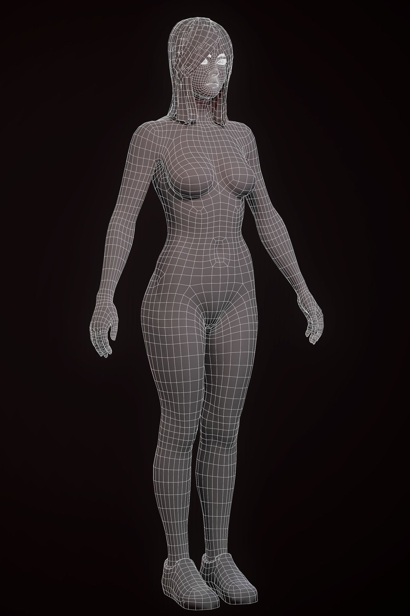 Sports girl Low-poly 3D model_25