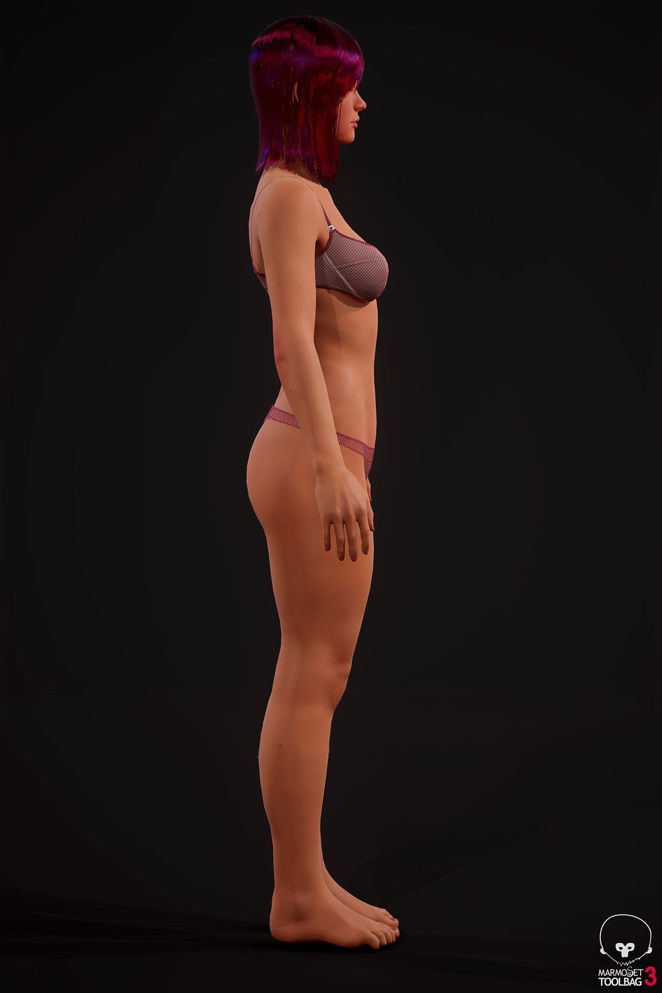 Sports girl Low-poly 3D model_9