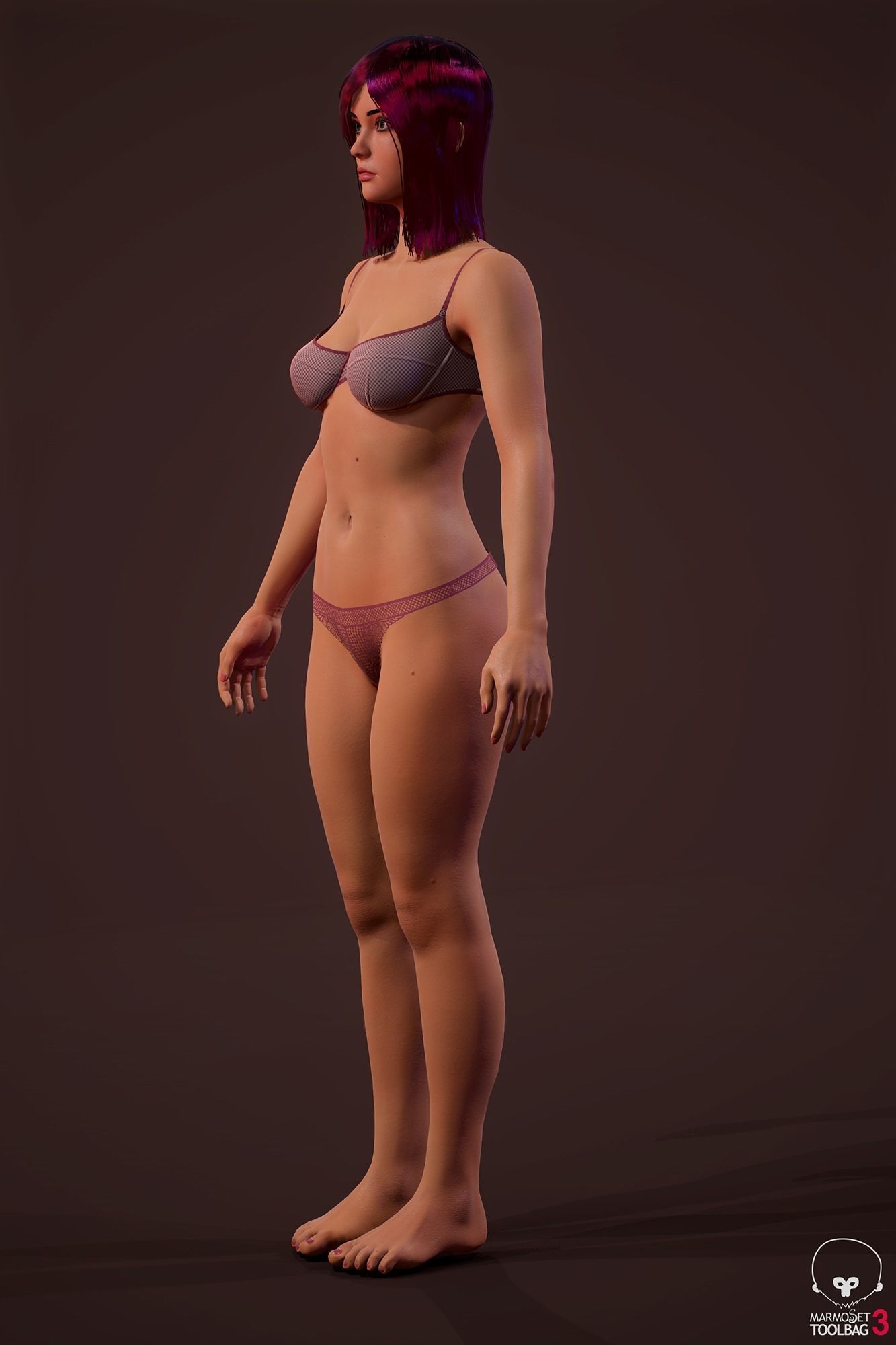 Sports girl Low-poly 3D model_7