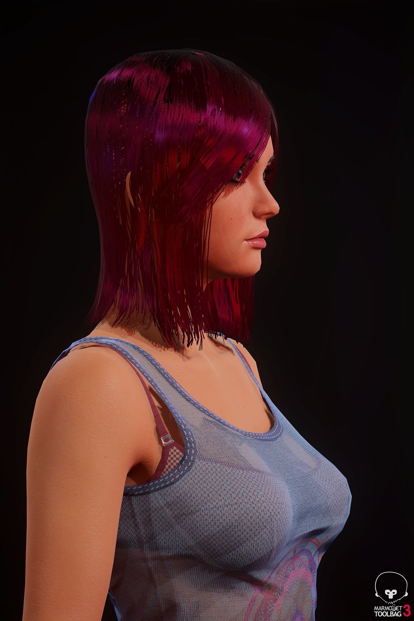 Sports girl Low-poly 3D model_5