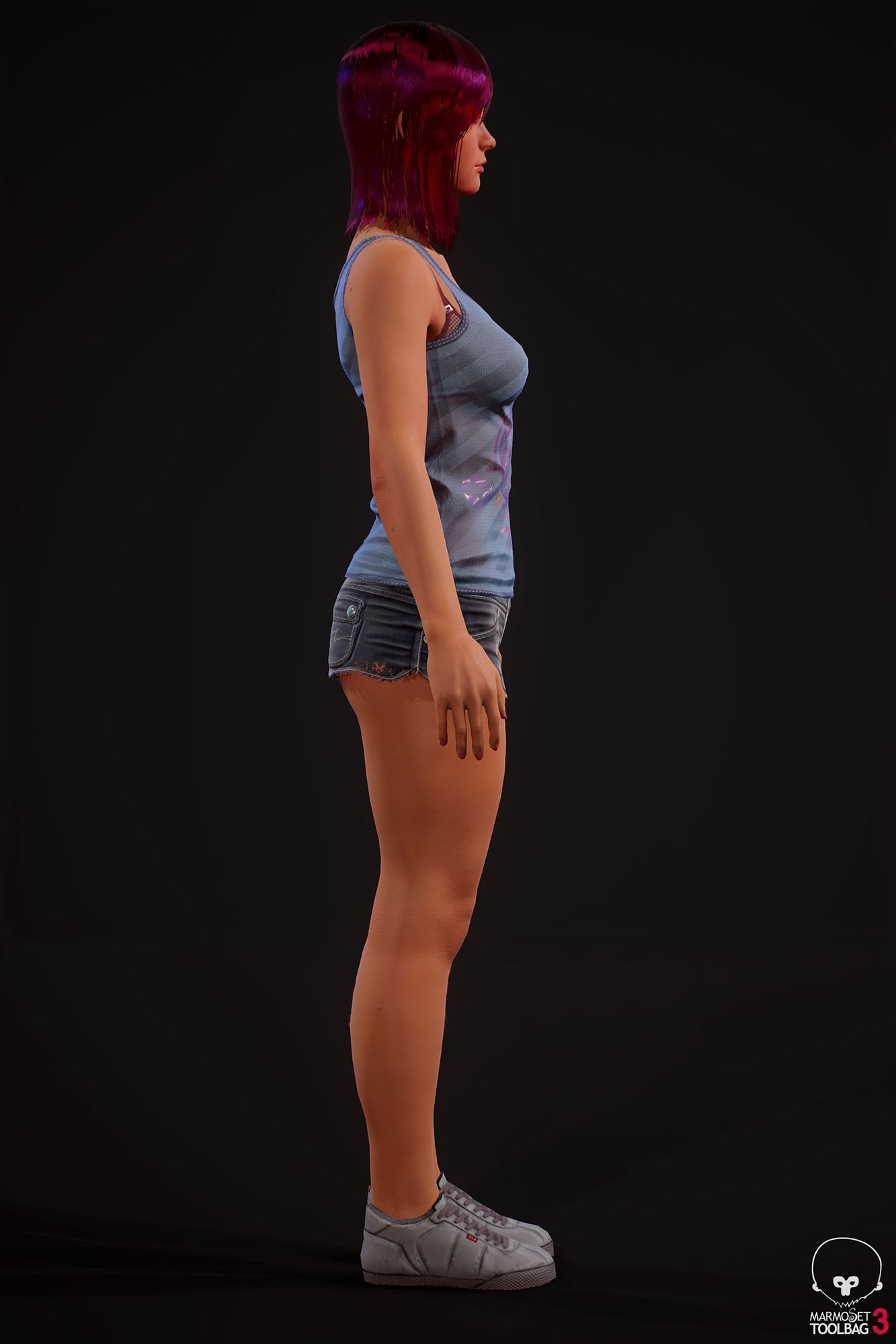 Sports girl Low-poly 3D model_4