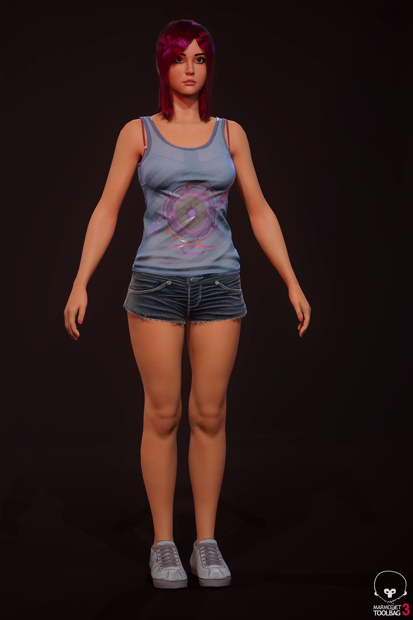 Sports girl Low-poly 3D model_1