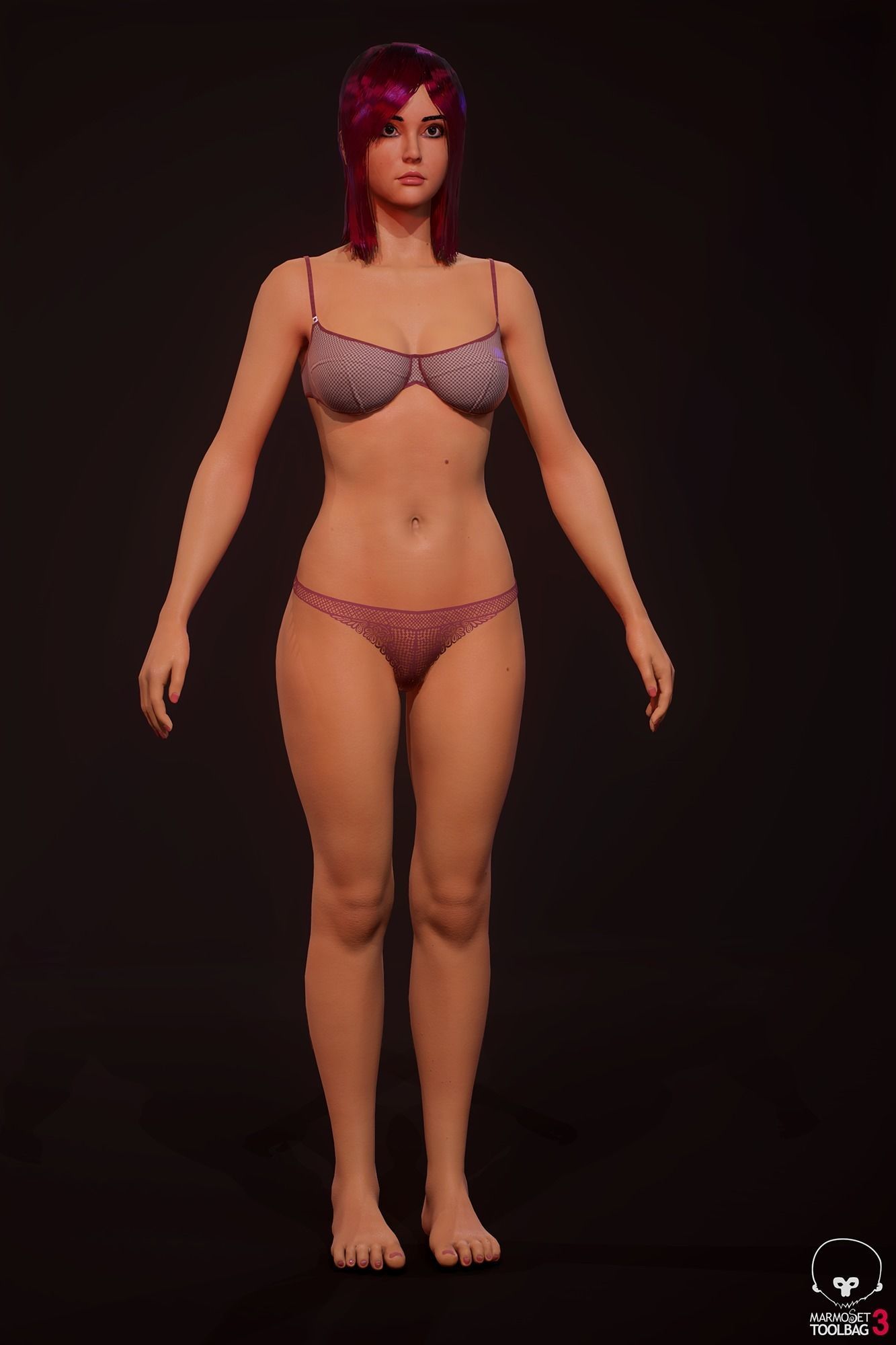 Sports girl Low-poly 3D model_6