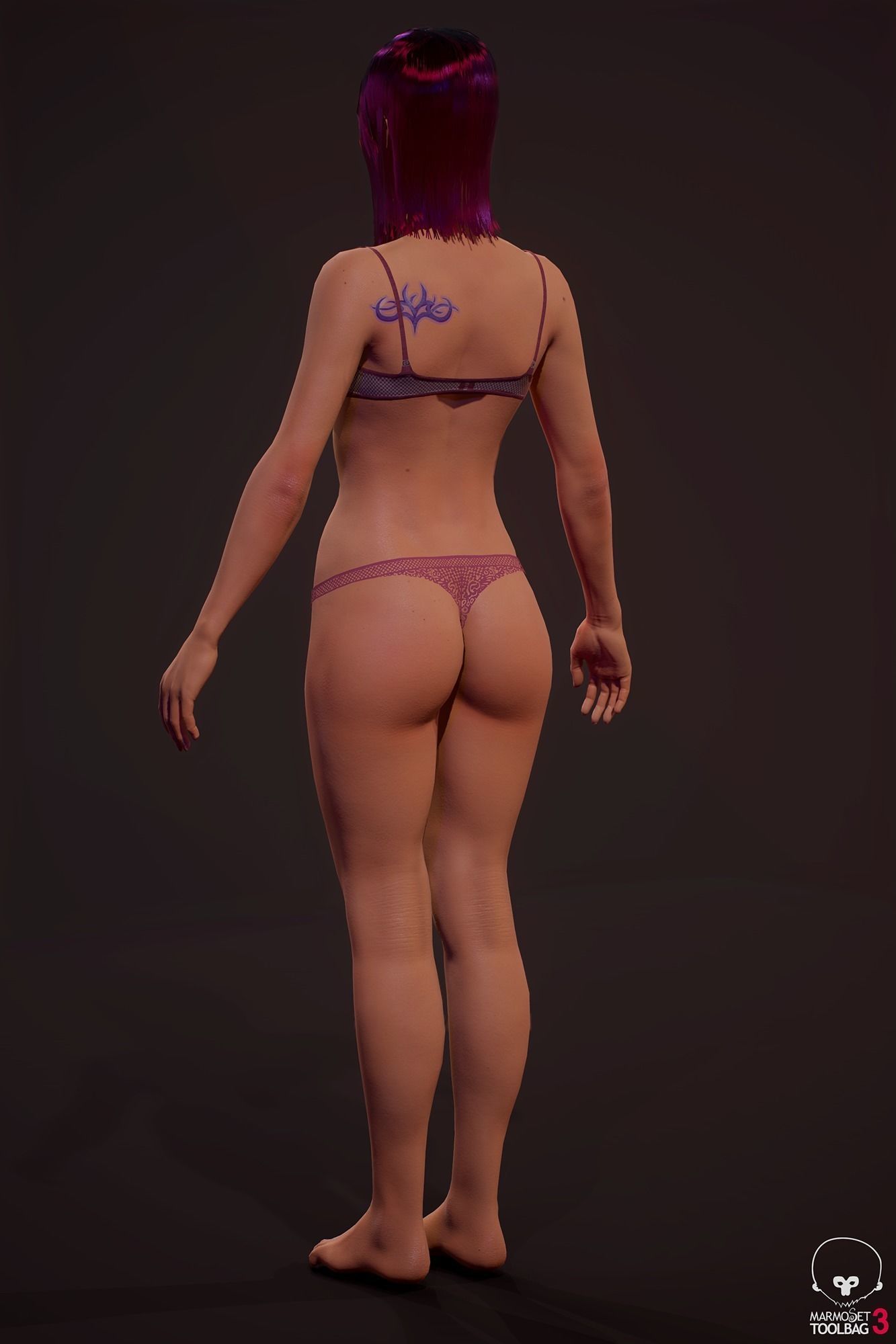 Sports girl Low-poly 3D model_8