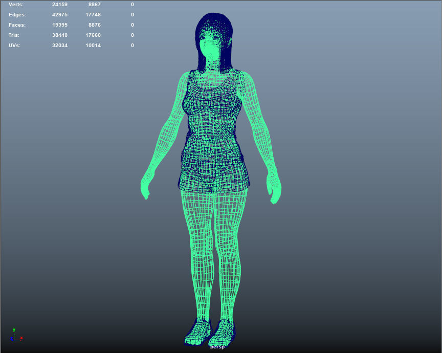 Sports girl Low-poly 3D model_19