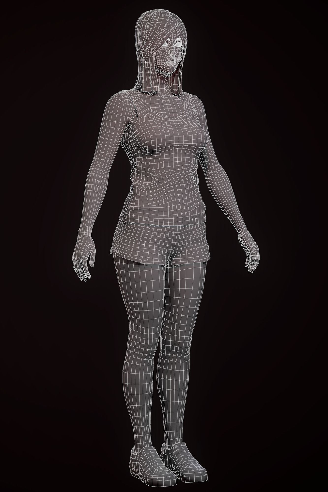 Sports girl Low-poly 3D model_22