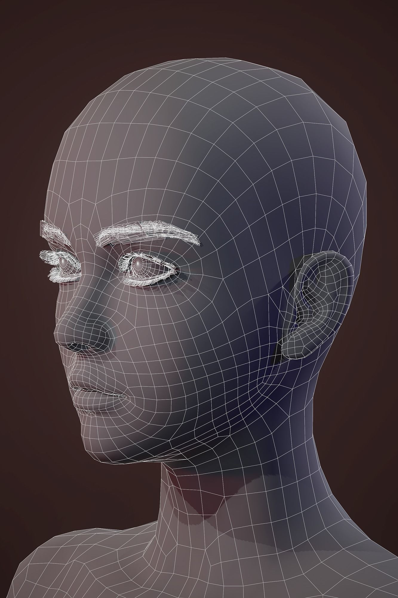 Sports girl Low-poly 3D model_27