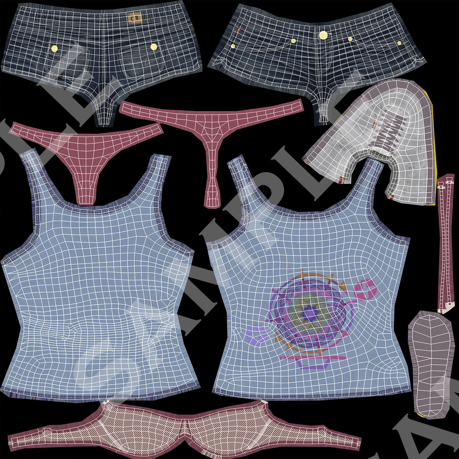 Sports girl Low-poly 3D model_29
