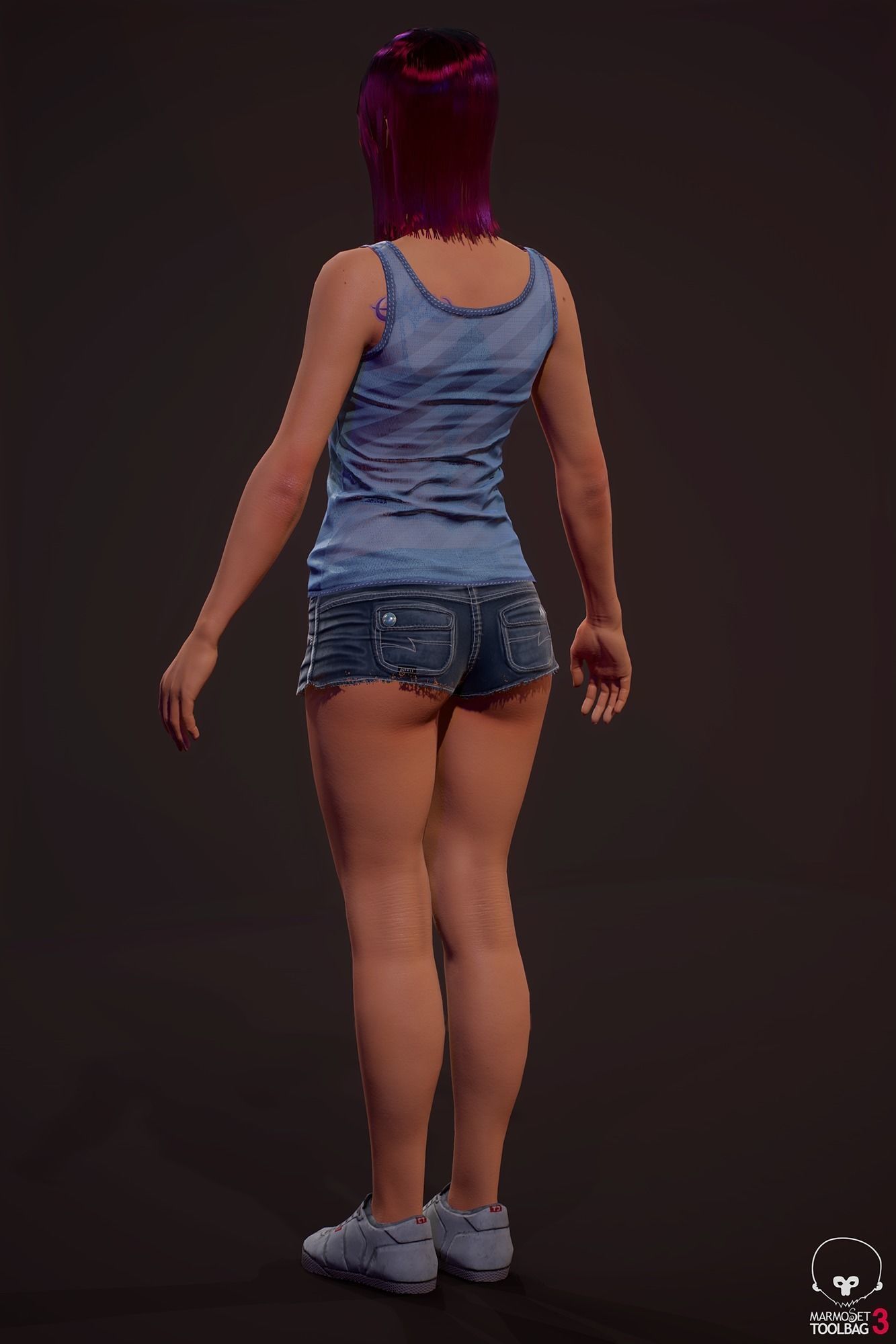 Sports girl Low-poly 3D model_2