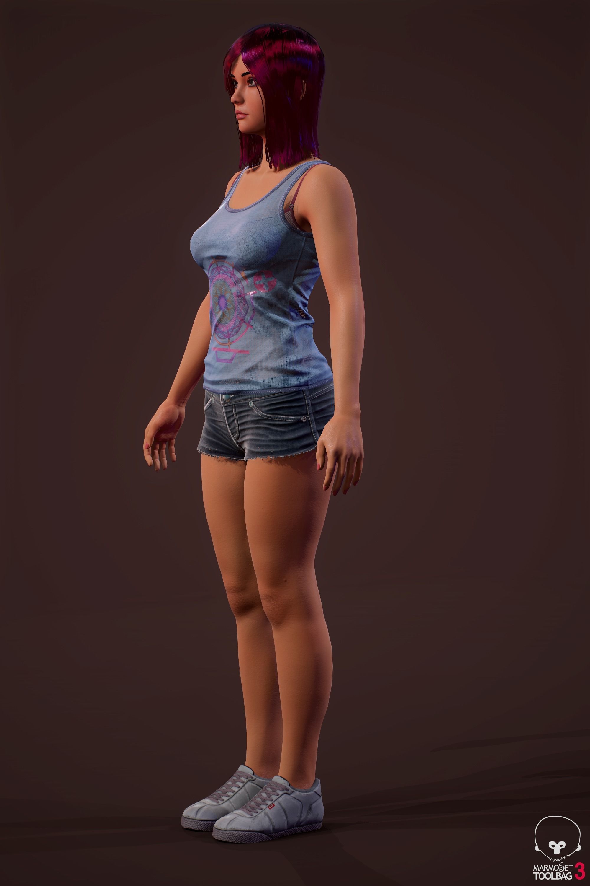 Sports girl Low-poly 3D model_3