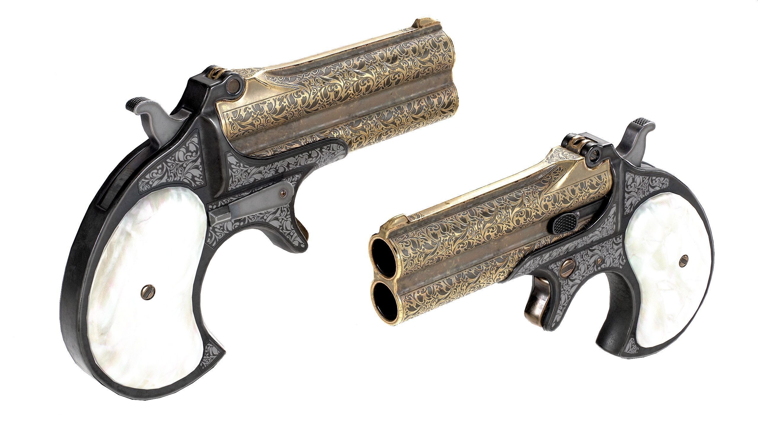 PBR Remington Derringer Low-poly 3D model_1