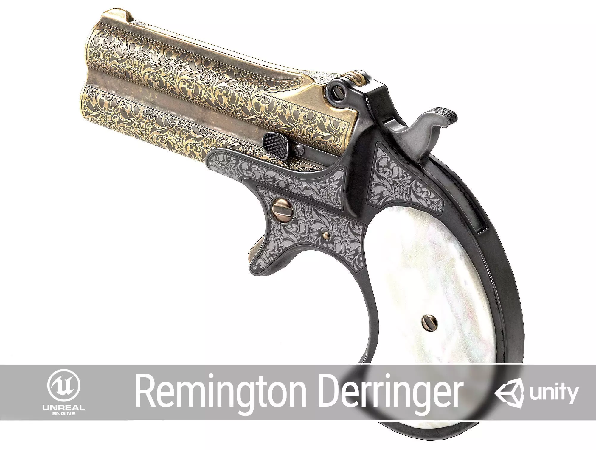 PBR Remington Derringer Low-poly 3D model_0
