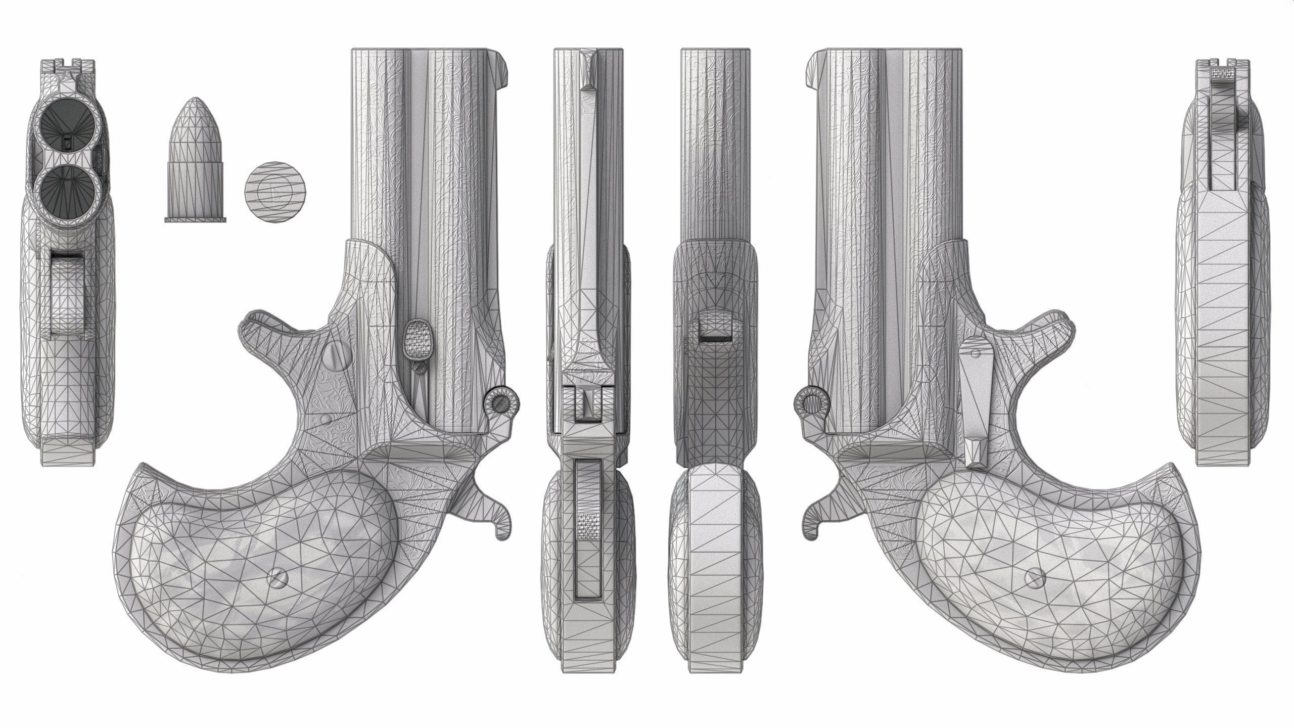 PBR Remington Derringer Low-poly 3D model_4