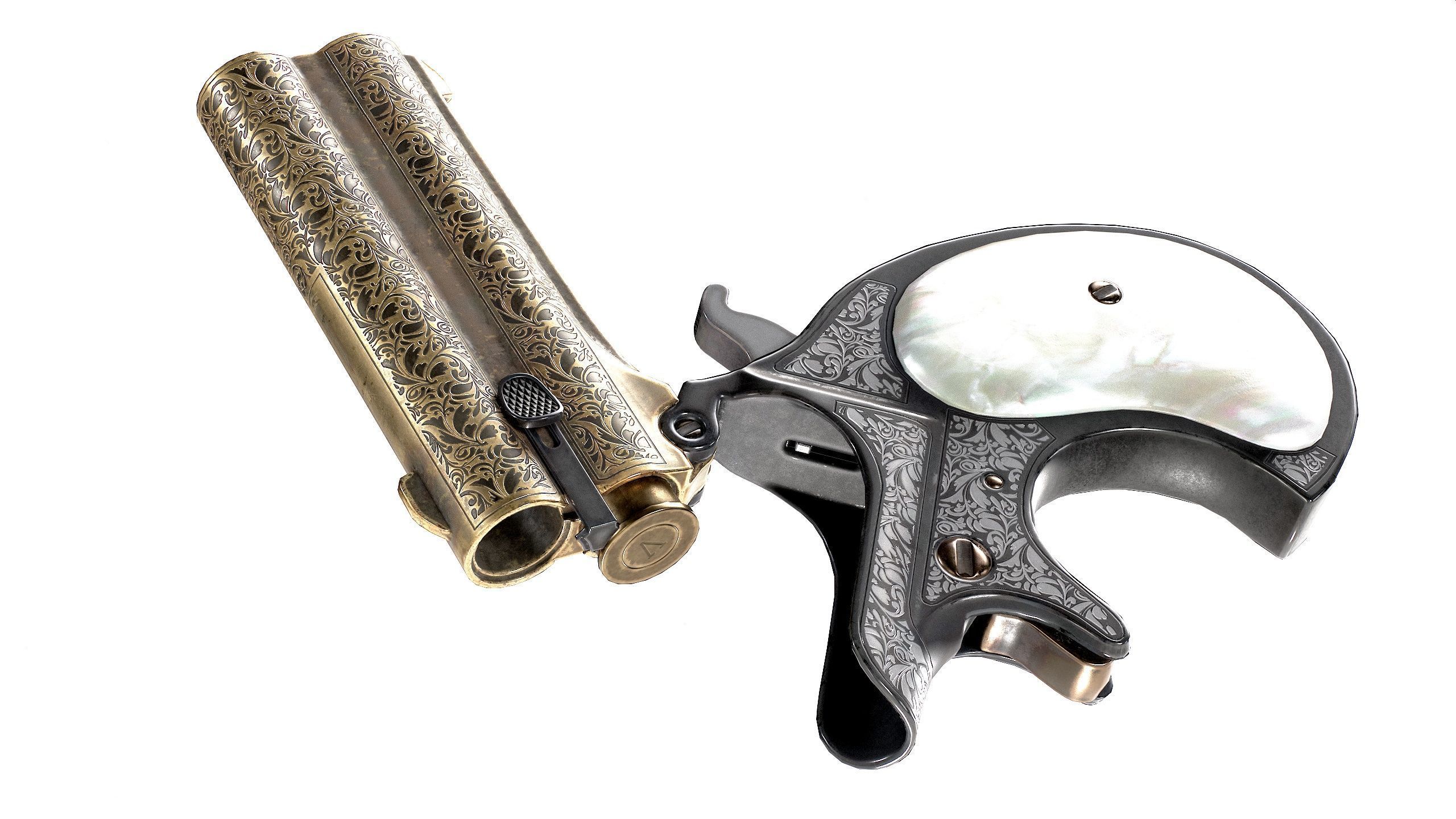 PBR Remington Derringer Low-poly 3D model_2