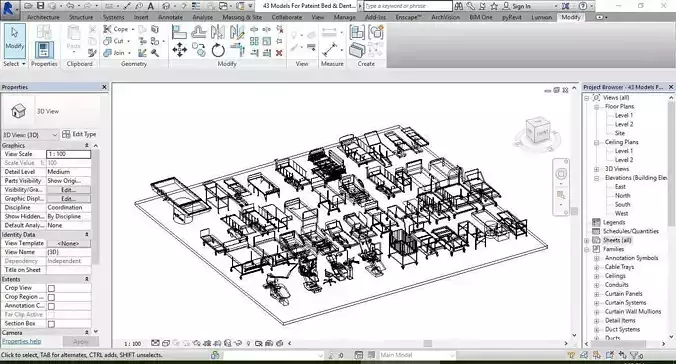 43 Models For Pateint Bed and Dental Revit Family