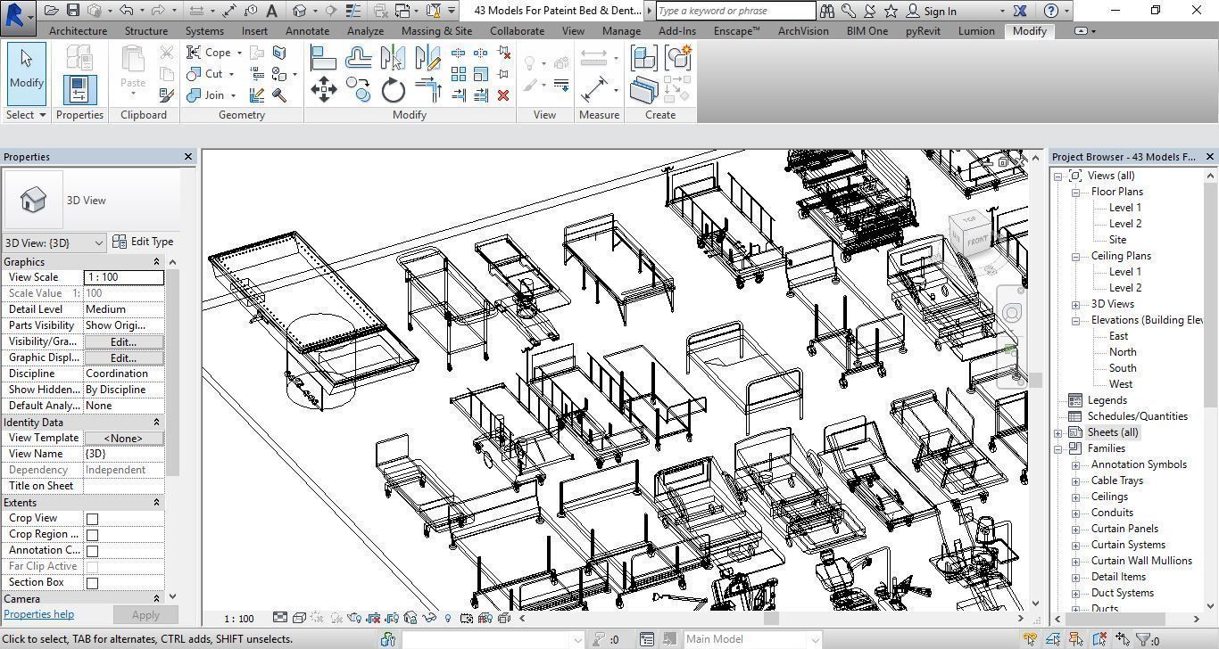 43 Models For Pateint Bed and Dental Revit Family 3D model_7
