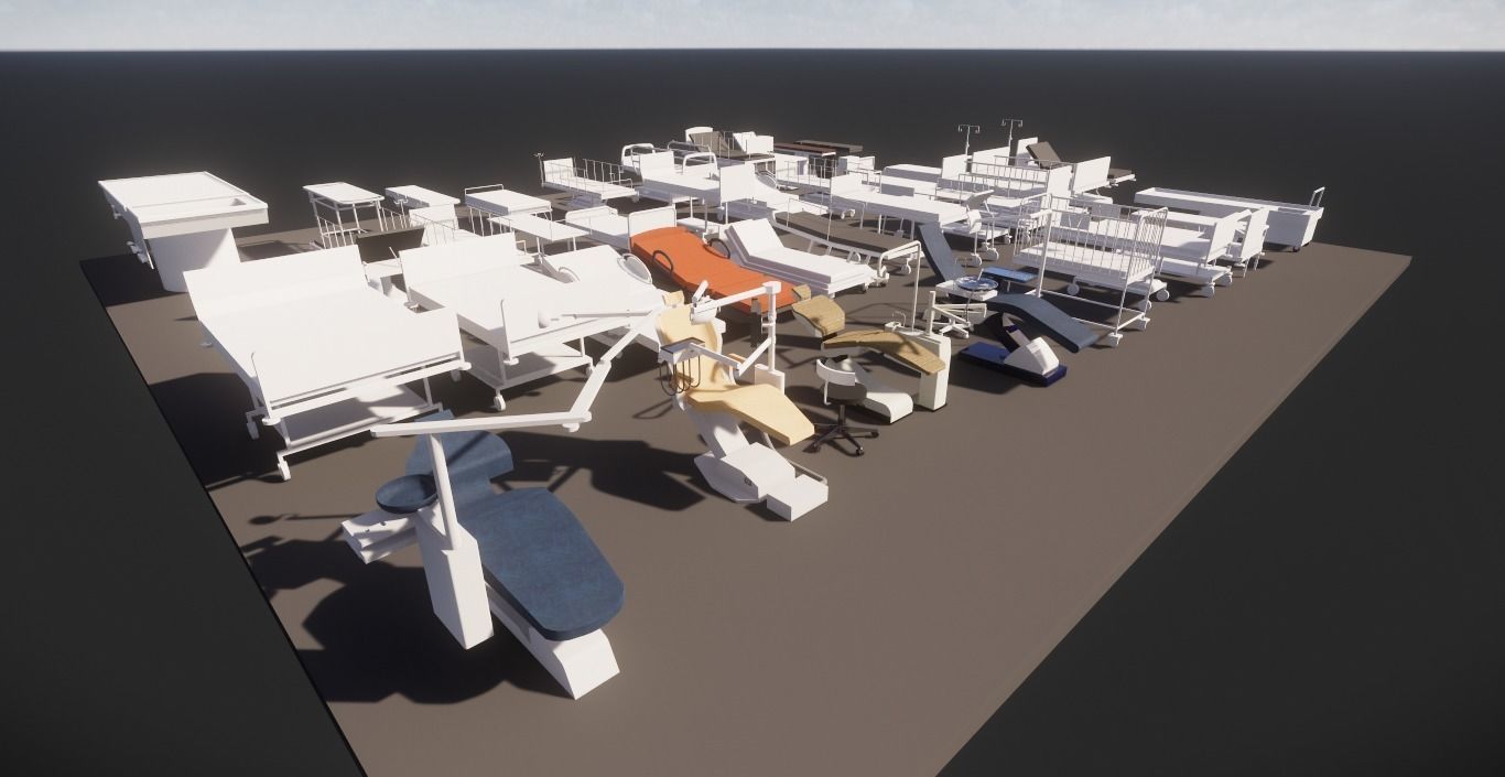 43 Models For Pateint Bed and Dental Revit Family 3D model_8