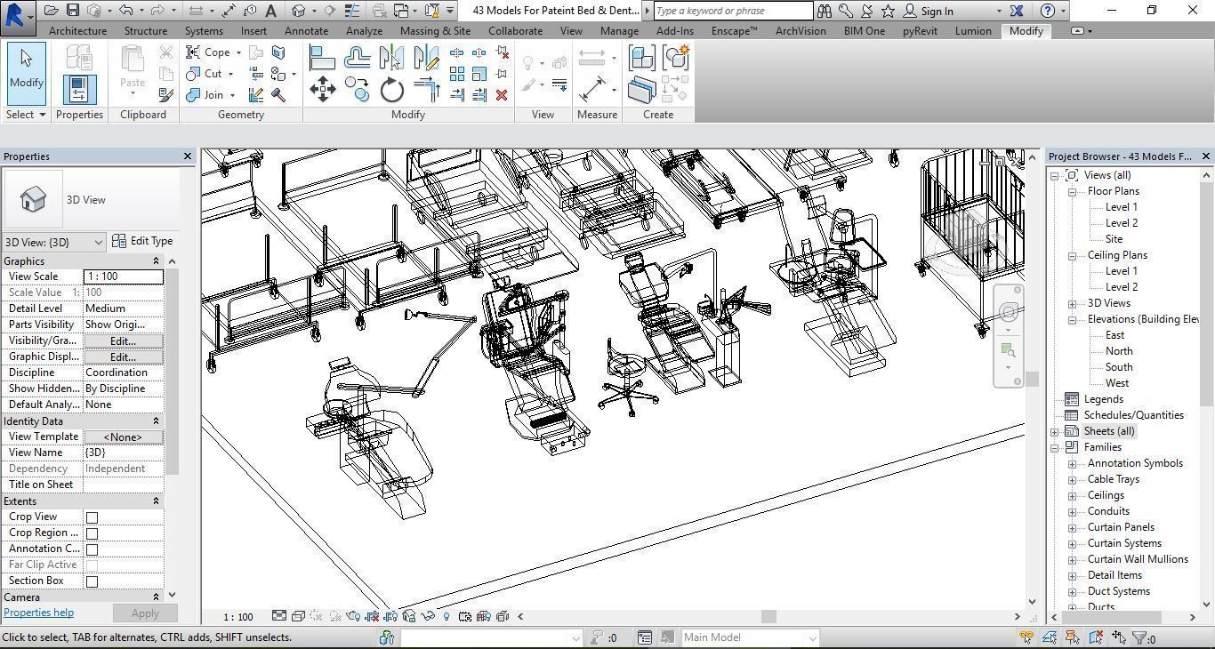 43 Models For Pateint Bed and Dental Revit Family 3D model_5