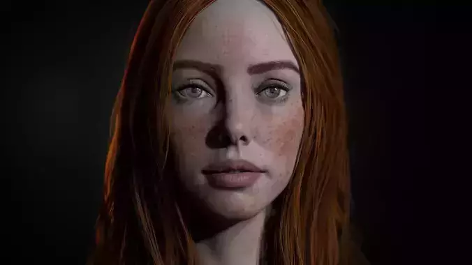 Realistic female real-time head  Low-poly 3D model
