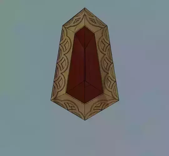 Wooden medieval Pendant with rubin