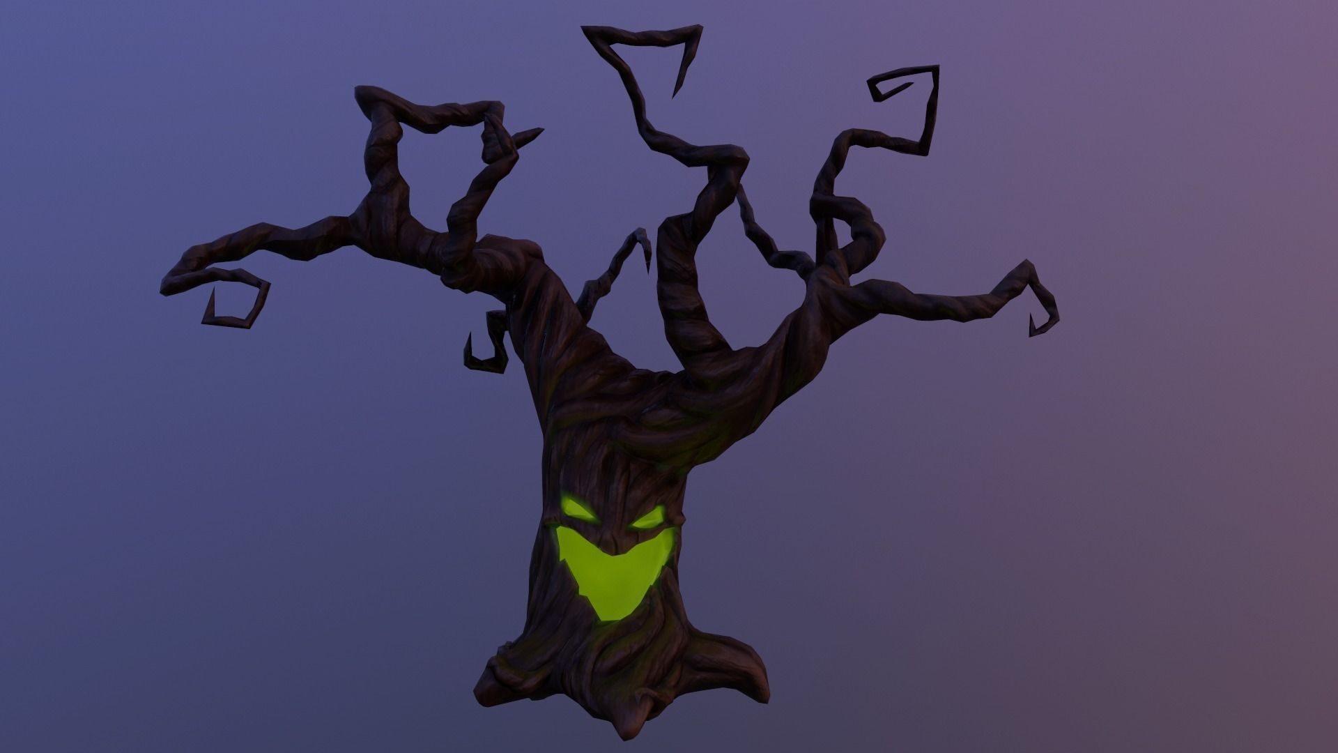 Creepy tree Low-poly 3D model_9