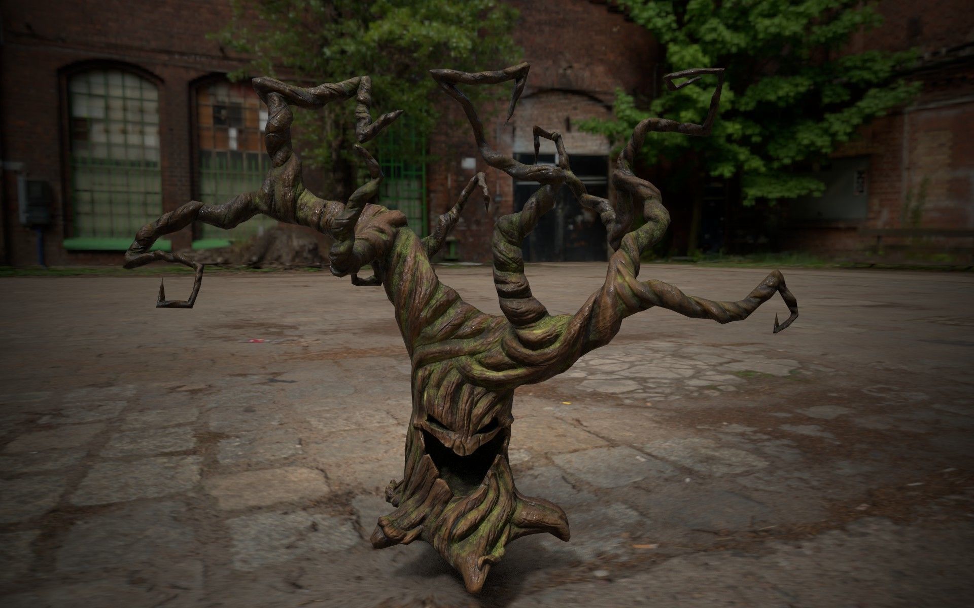 Creepy tree Low-poly 3D model_10