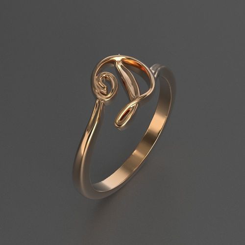 jewelry diamond beautiful ring flowe letter 3d printed model 3D print model
