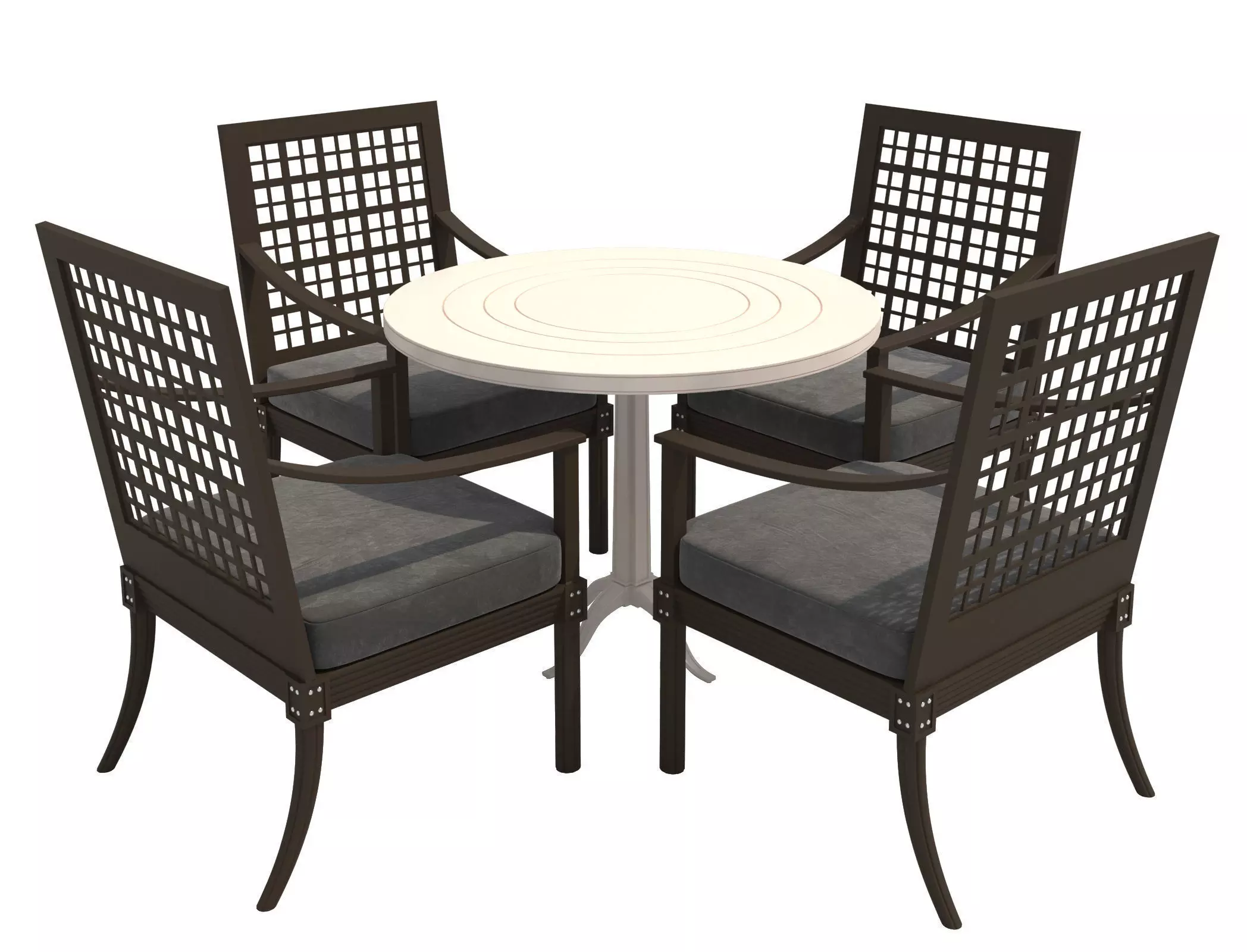 Dining Set-001 Chairs and Table 3D model_0