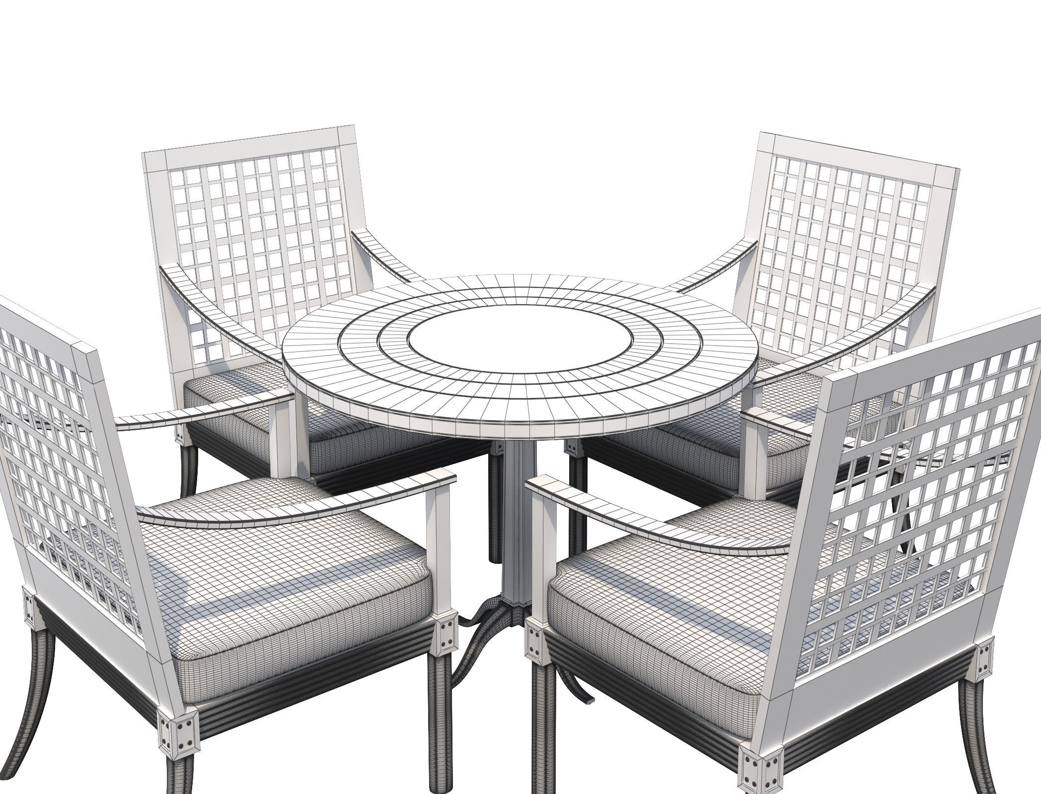 Dining Set-001 Chairs and Table 3D model_6