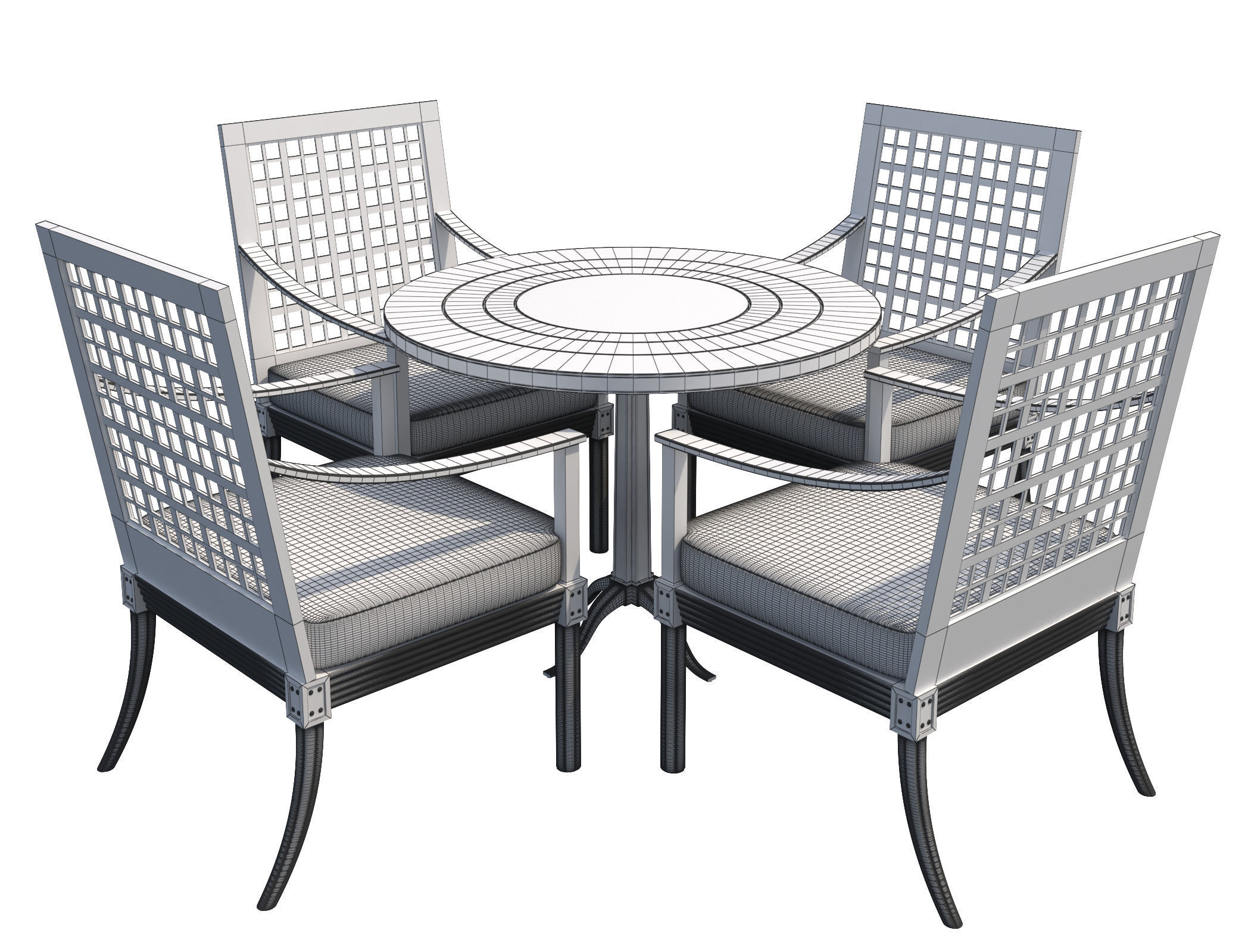Dining Set-001 Chairs and Table 3D model_8