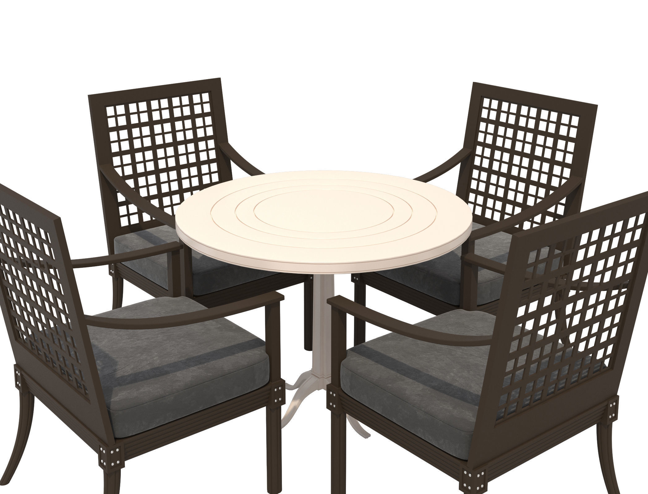 Dining Set-001 Chairs and Table 3D model_1