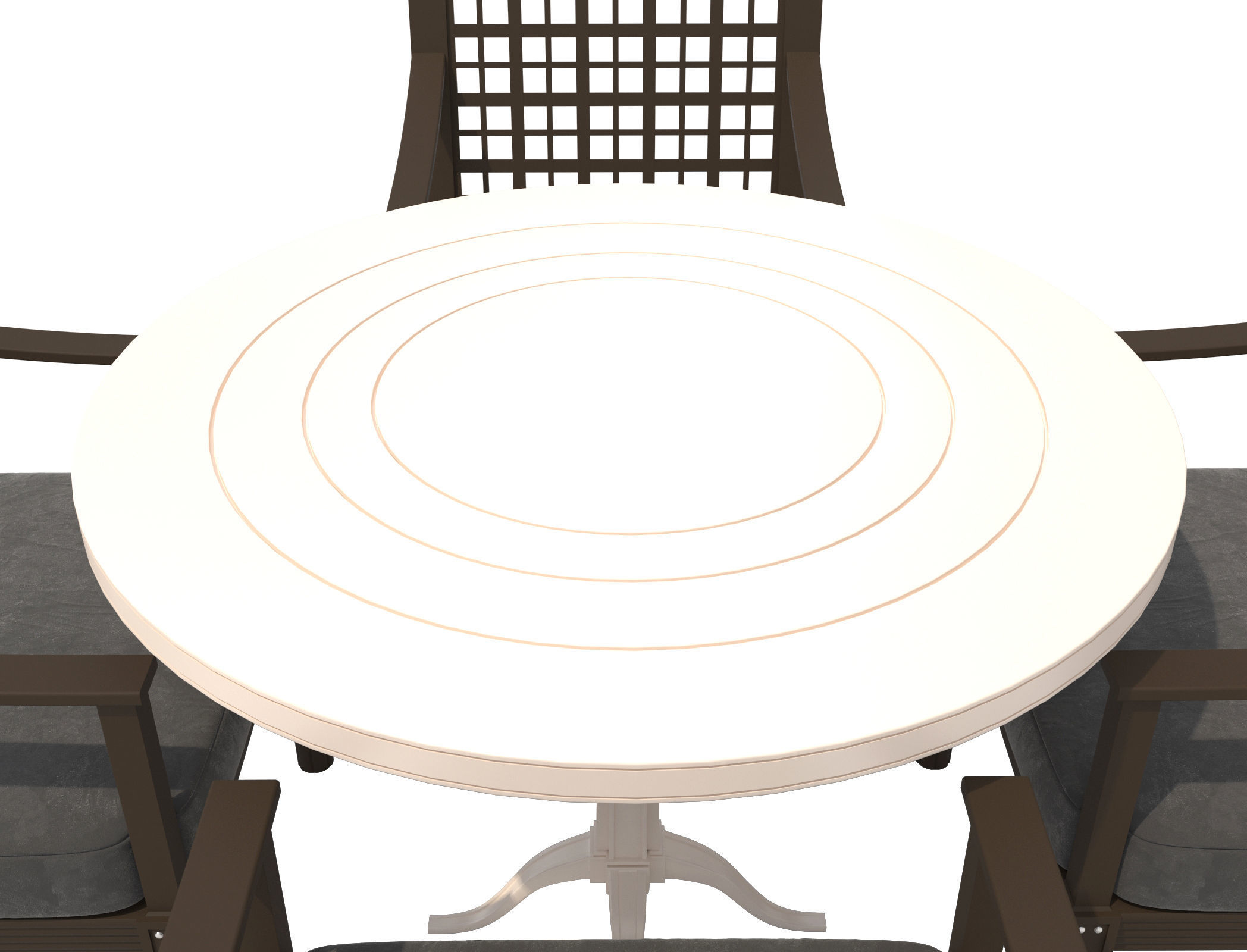 Dining Set-001 Chairs and Table 3D model_4