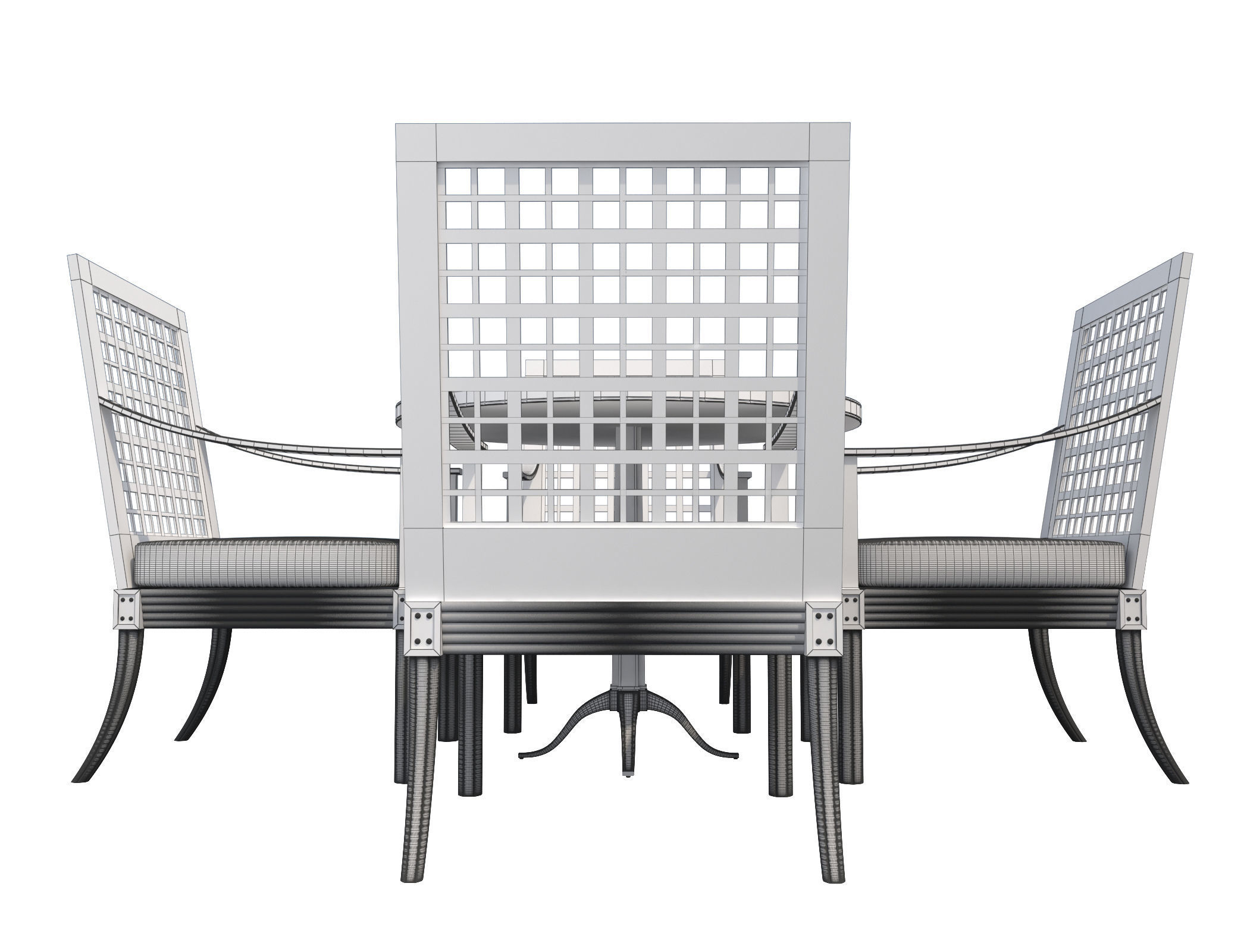 Dining Set-001 Chairs and Table 3D model_7