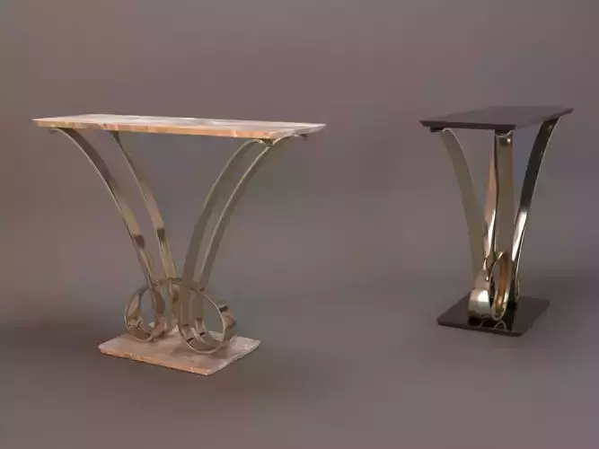 Stone Glass metal TV Console table