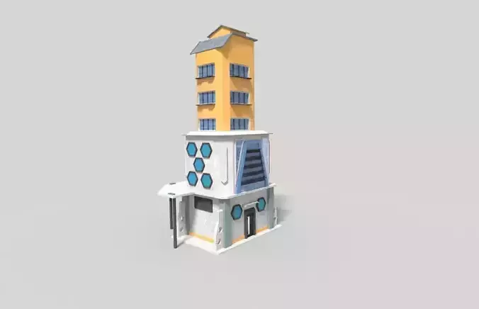 low poly modern building