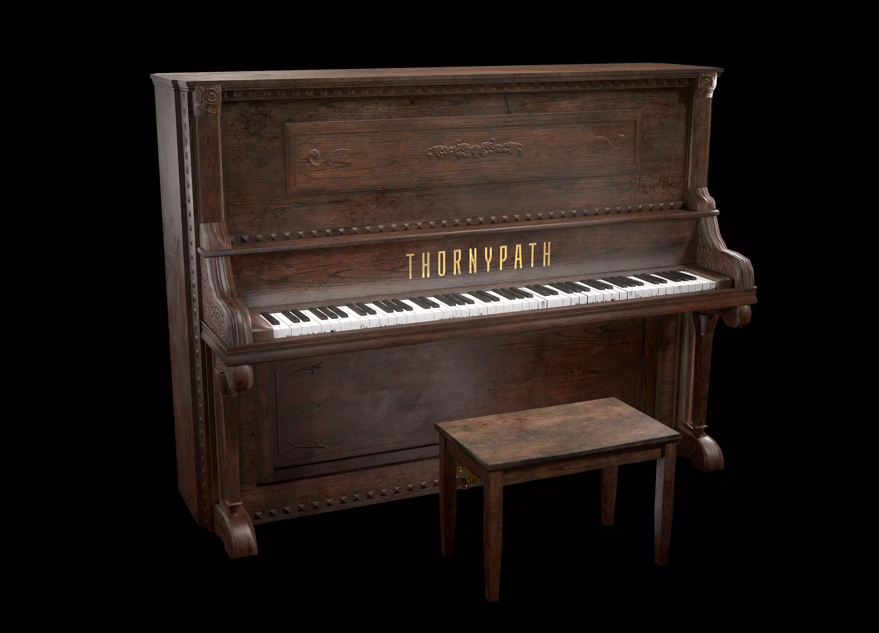 Old Piano Free low-poly 3D model