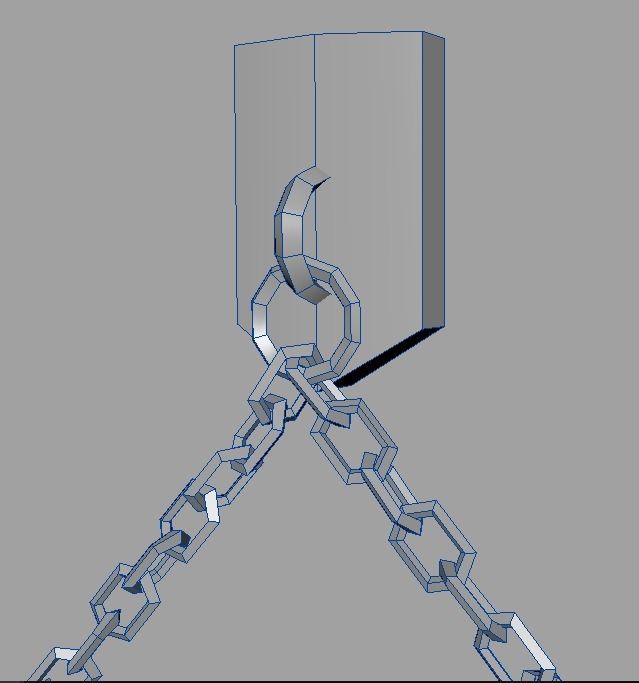 Lowpoly Banner metal shield with chains Low-poly 3D model_9