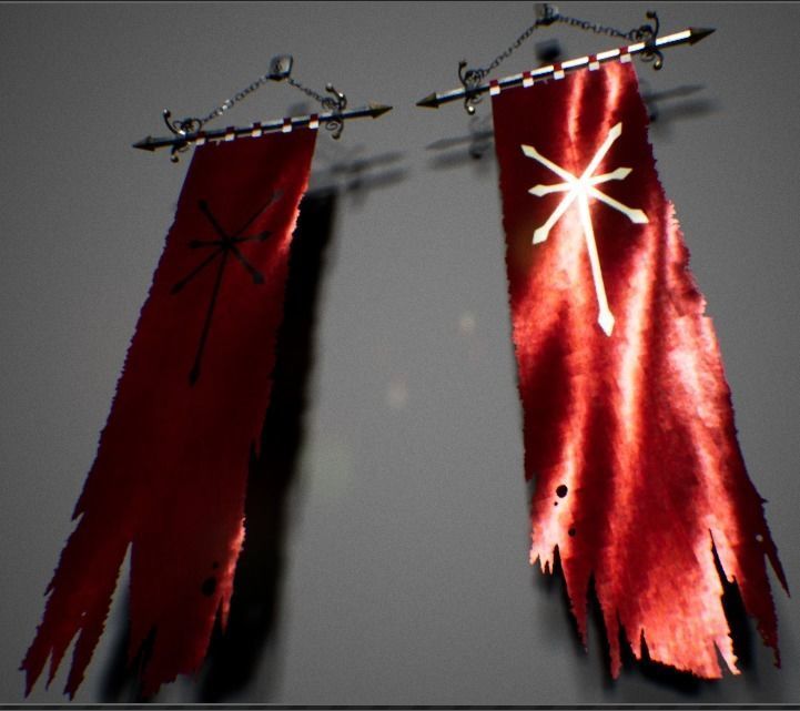 Lowpoly Banner metal shield with chains Low-poly 3D model_1