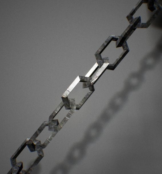 Lowpoly Banner metal shield with chains Low-poly 3D model_5