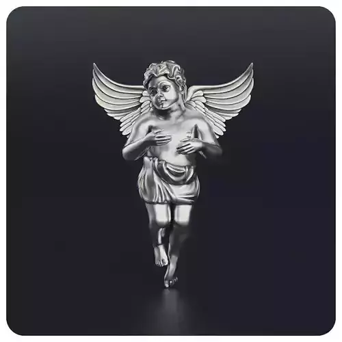 Angel silver sculpture of cupid