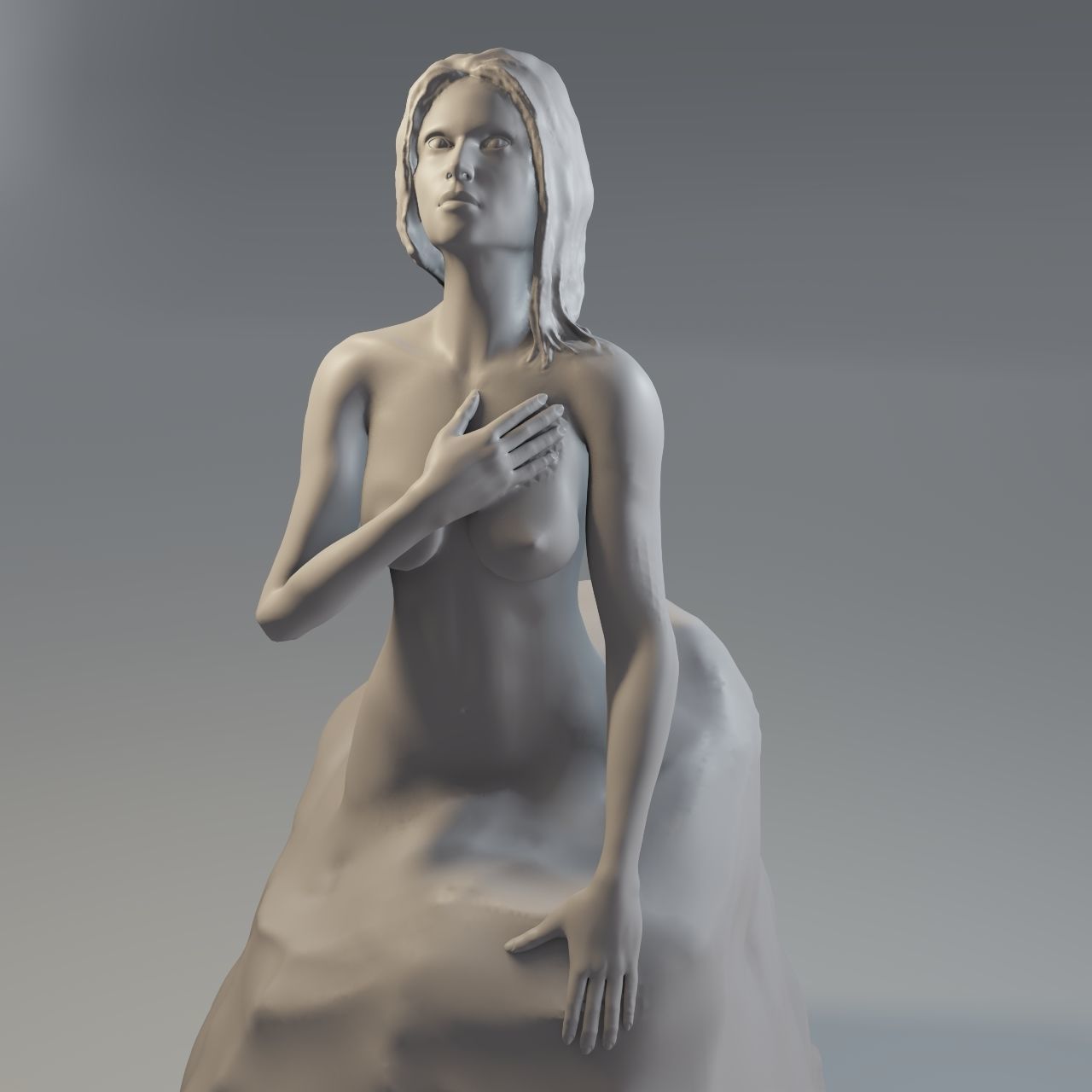 Unfinished sculpture of a girl Unfinished 3D print model_6