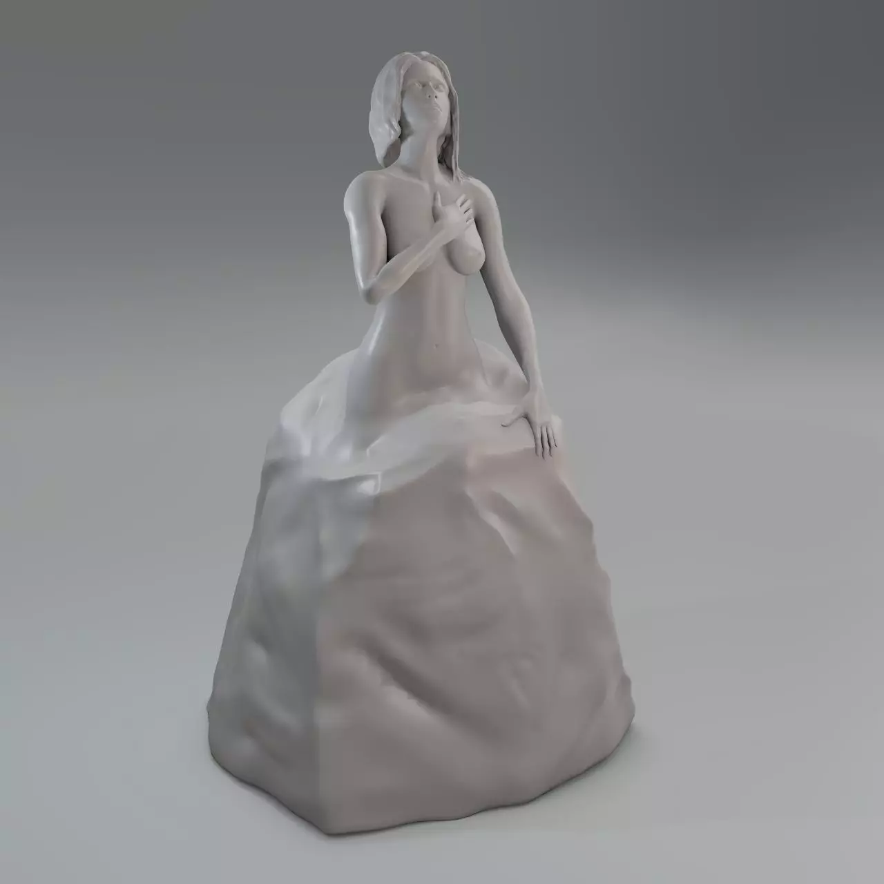 Unfinished sculpture of a girl Unfinished 3D print model_0