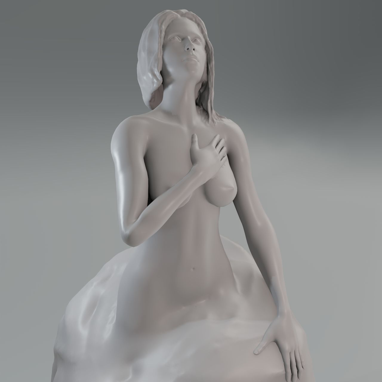 Unfinished sculpture of a girl Unfinished 3D print model_2
