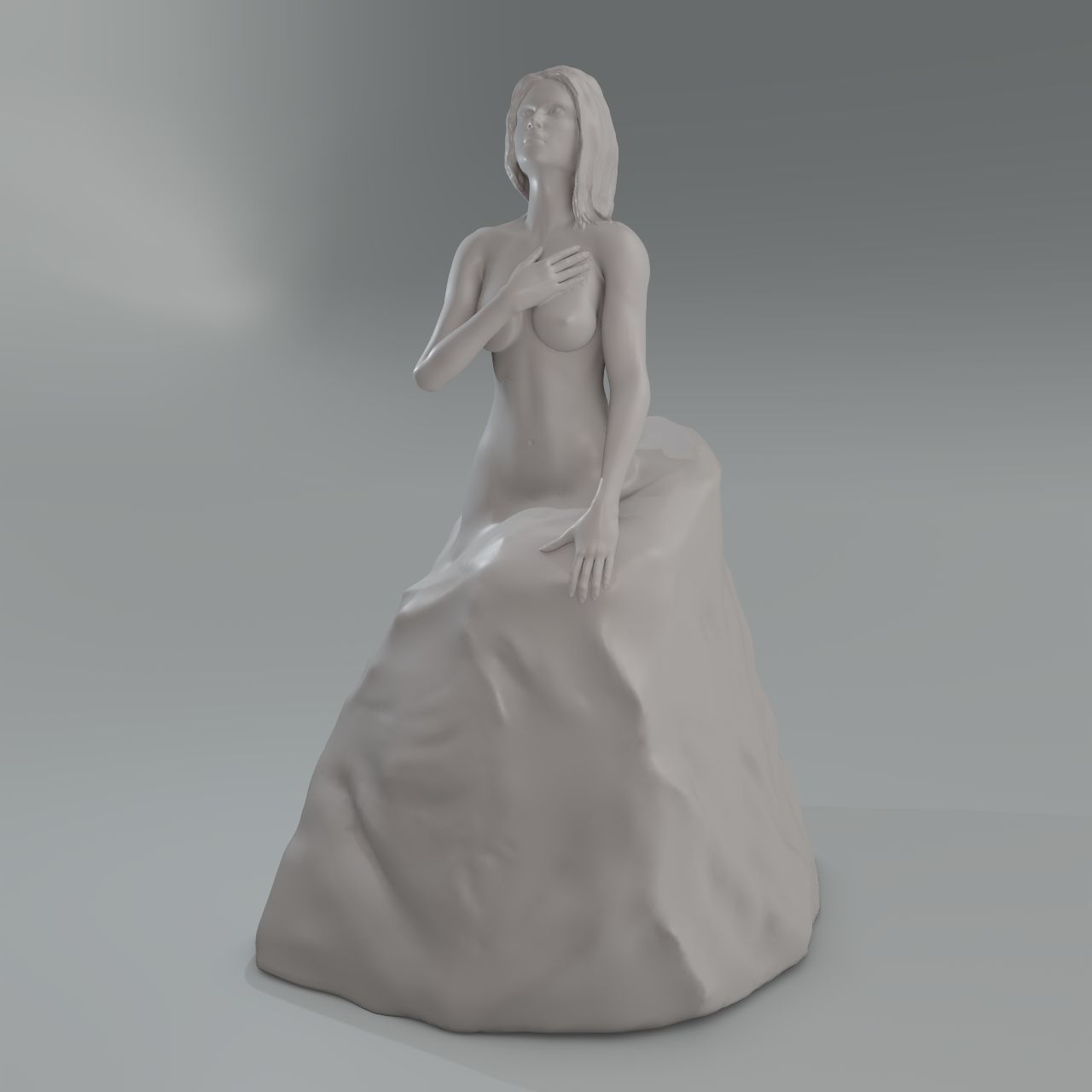 Unfinished sculpture of a girl Unfinished 3D print model_1