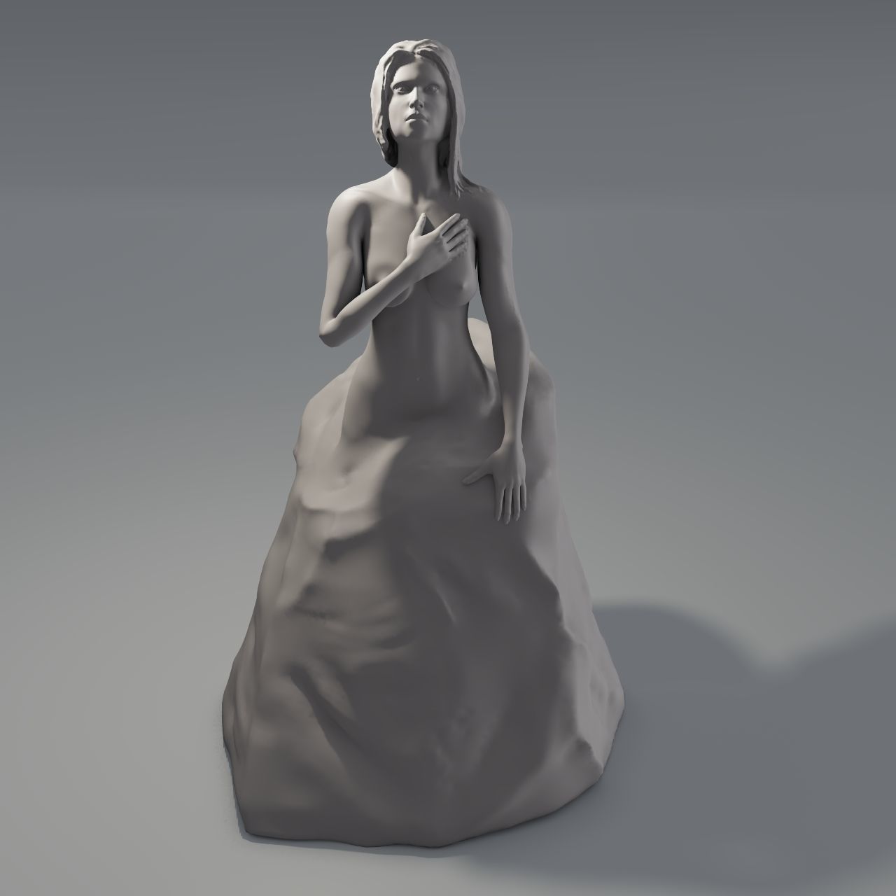 Unfinished sculpture of a girl Unfinished 3D print model_5